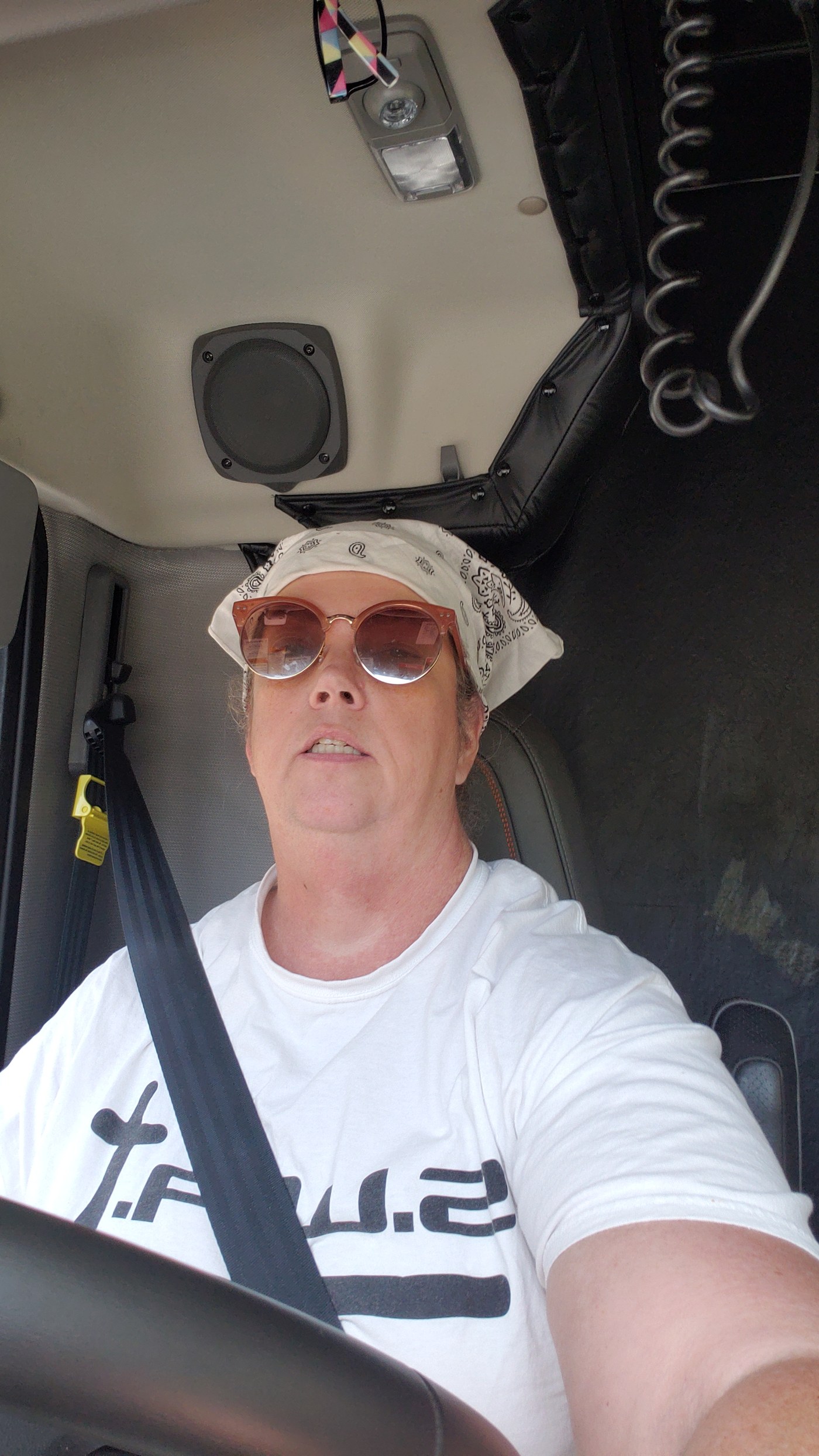 Leslie Street driving the commercial truck — going into the highways